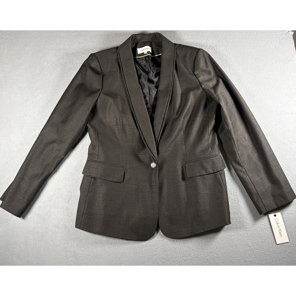 Women's Calvin Klein Blazer Sz 14 Color Charcoal Grey